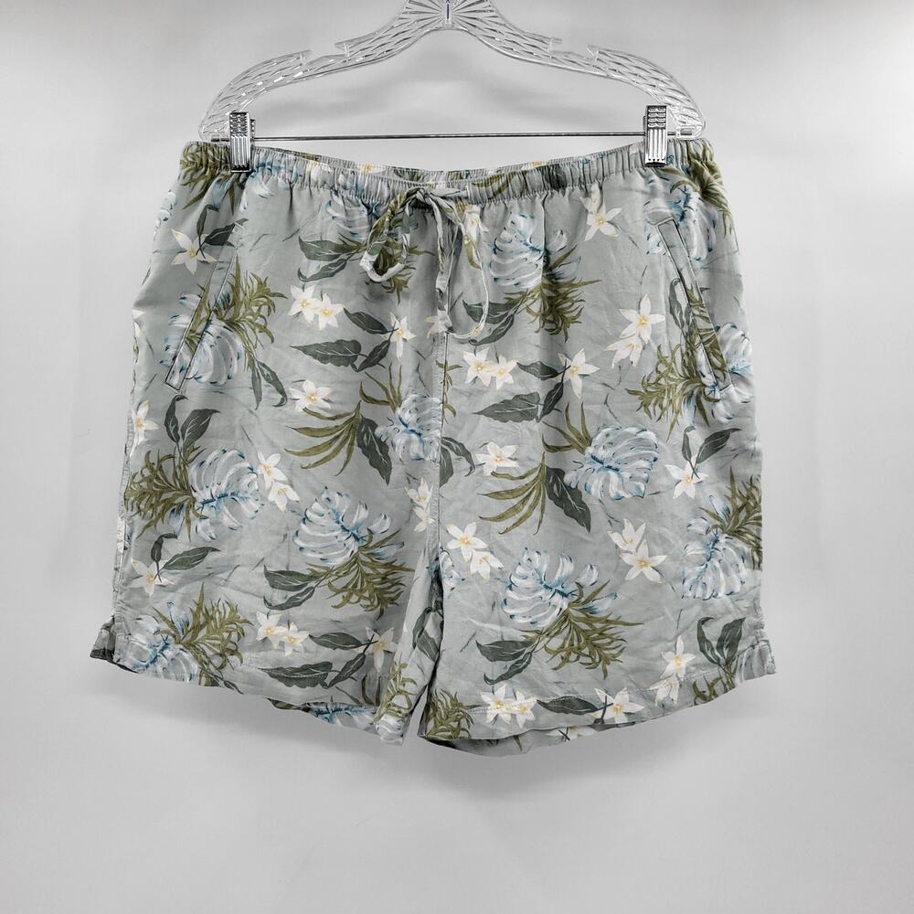 Y2K Vintage OP Sport Green Tropical Leaf Print Shorts Women's Size XL Beach